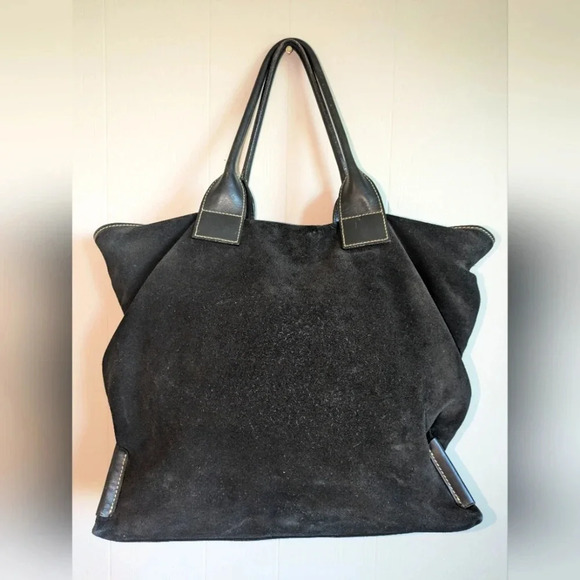 Dooney & Bourke Bella Shopper Tote Black Suede Large Shoulder Bag - Picture 4 of 16